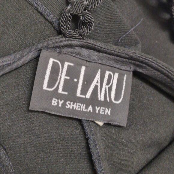 De Laru by Sheila Yen Black Spaghetti Straps Slit Evening Gown Dress XS/S (est.) - Picture 7 of 9